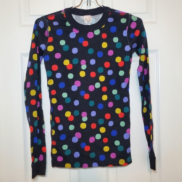 Hanna Andersson Long John Pajamas 14 160 Girls Rainbow Polka-dot Black PJ Set - Picture 1 of 15